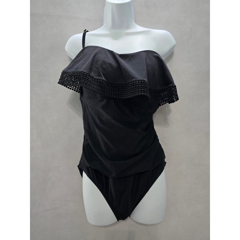 Kona Sol Resort Y2K Black Lace Whimsygoth One‎ Piece Goth Swimsuit Beach Large
